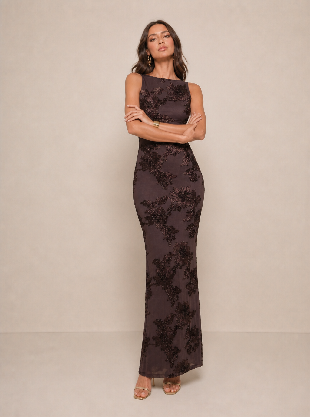 Zephrina Ginevra embroidered mesh maxi dress
