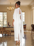 Zephrina Ismeria cape overlay midi dress in white