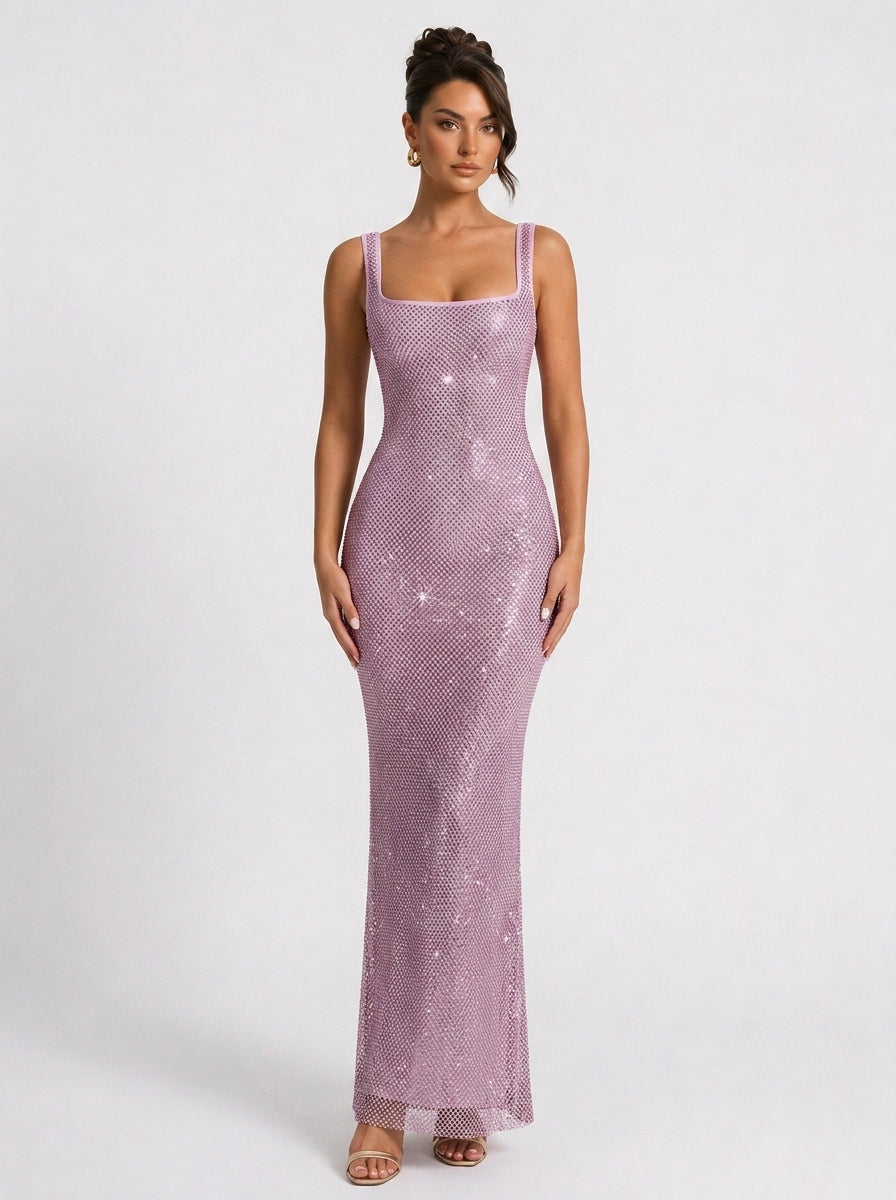 Corvina Sequin Square-Neck Maxi Dress