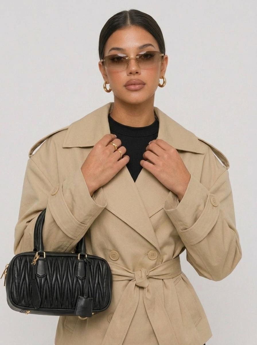 Zephrina Nadine belted trench coat in khaki
