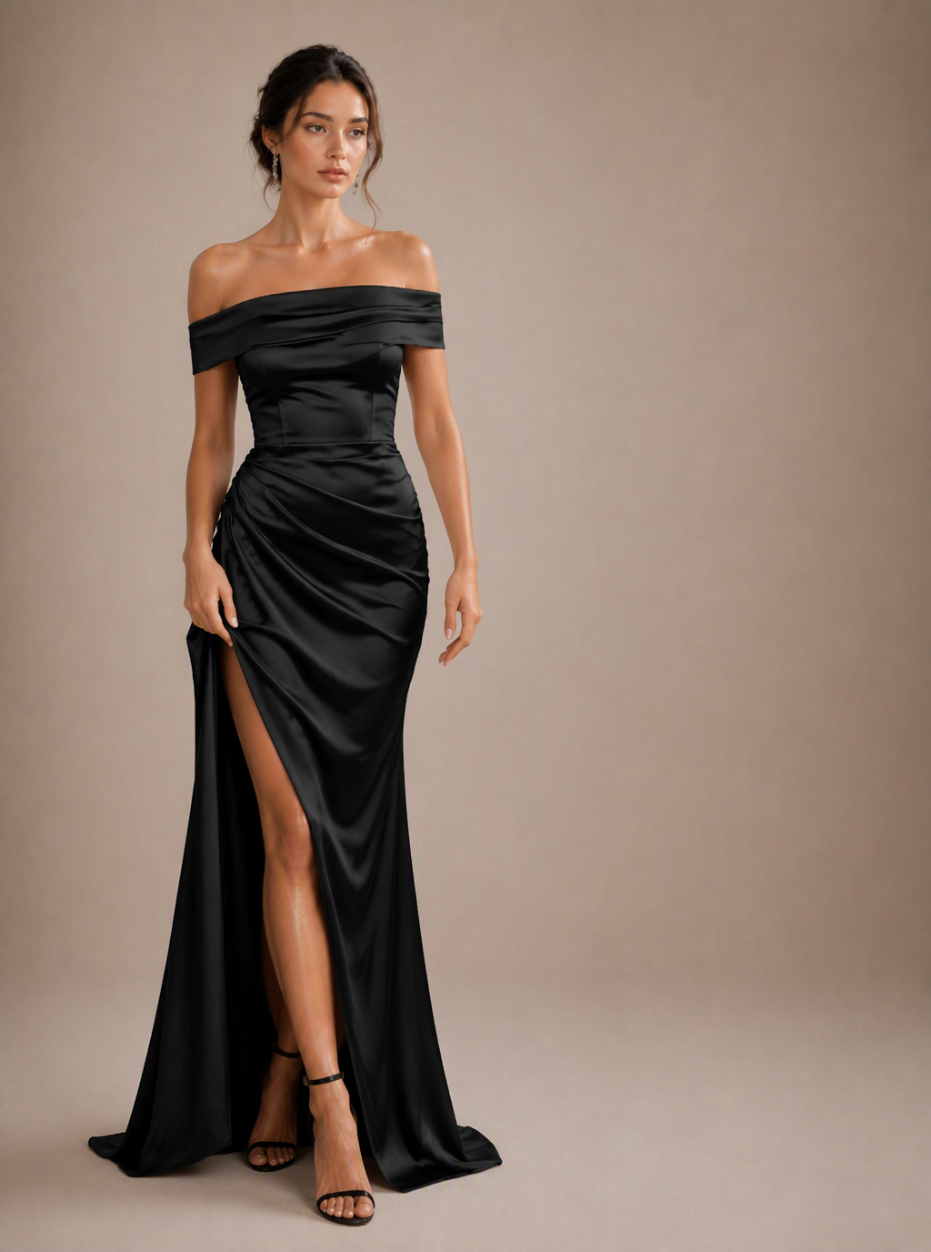 Zephrina Luvienne off-shoulder satin maxi dress