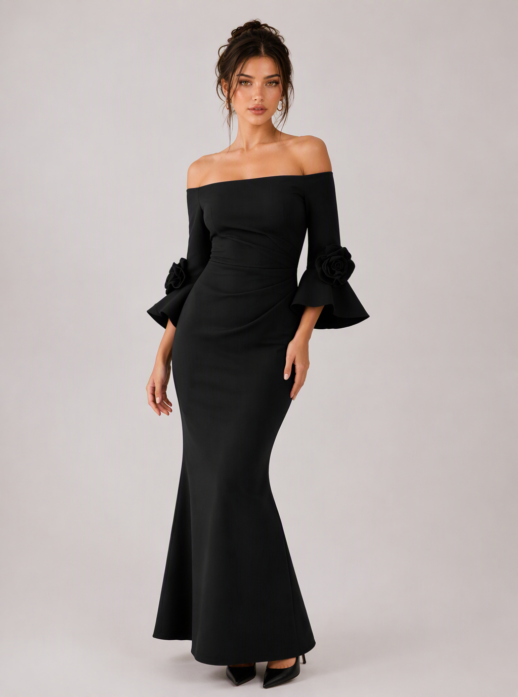 Zephrina Coralie off-shoulder flounced maxi dress in dark blue