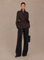 Zephrina Ines belted suede peplum jacket