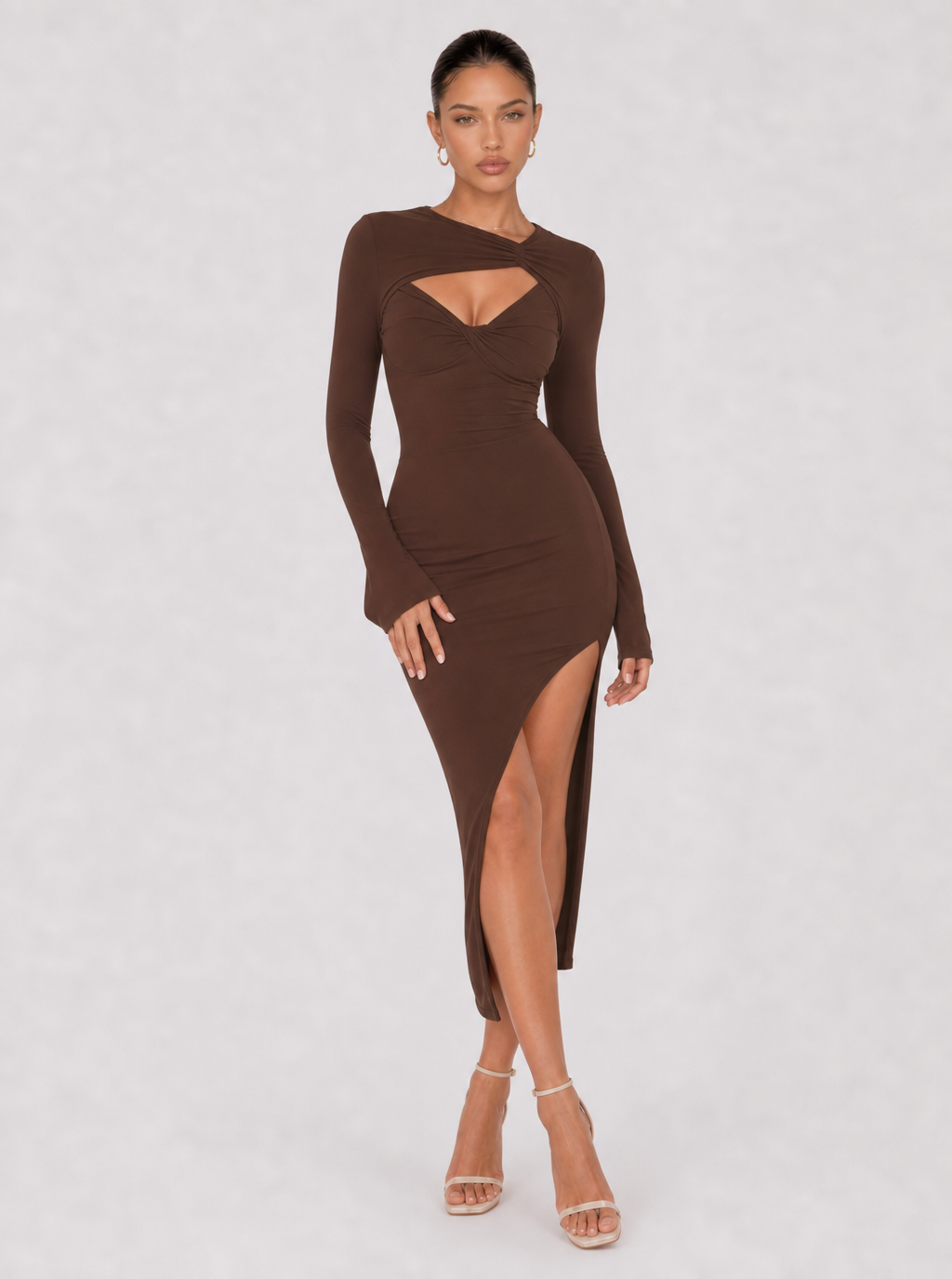 Sorevia Ruched Knit Midi Dress