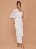 Zephrina Ismeria cape overlay midi dress in white
