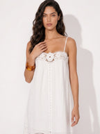 Zephrina Aminta lace trim mini dress in white
