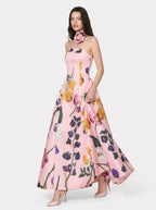 Zephrina Vionette floral satin maxi dress in pink