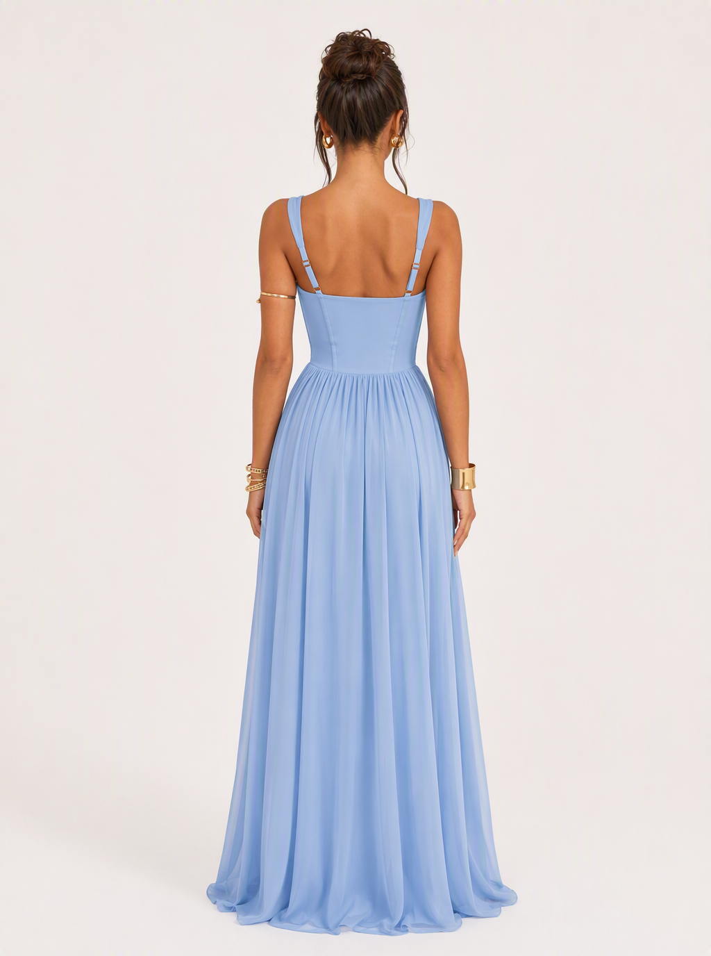 Zephrina Maelle pleated chiffon maxi dress in blue