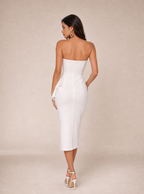 Zephrina Marianne strapless draped midi dress in white