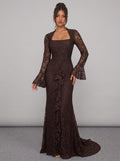 Zephrina Elarienne lace mermaid maxi dress in brown