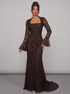 Zephrina Elarienne lace mermaid maxi dress in brown