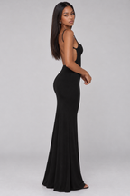 Zephrina Rosalina square-neck maxi dress in black