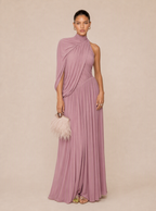 Zephrina Felicity asymmetric cape maxi dress in peach