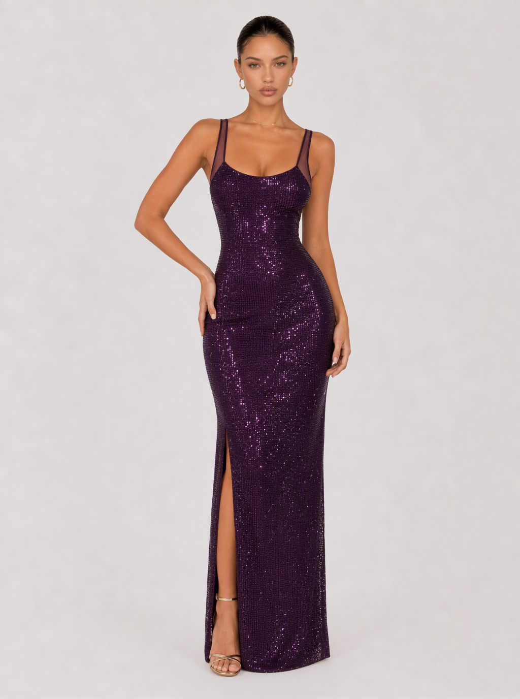 Zephrina Marcelline open-back shimmer maxi dress in red
