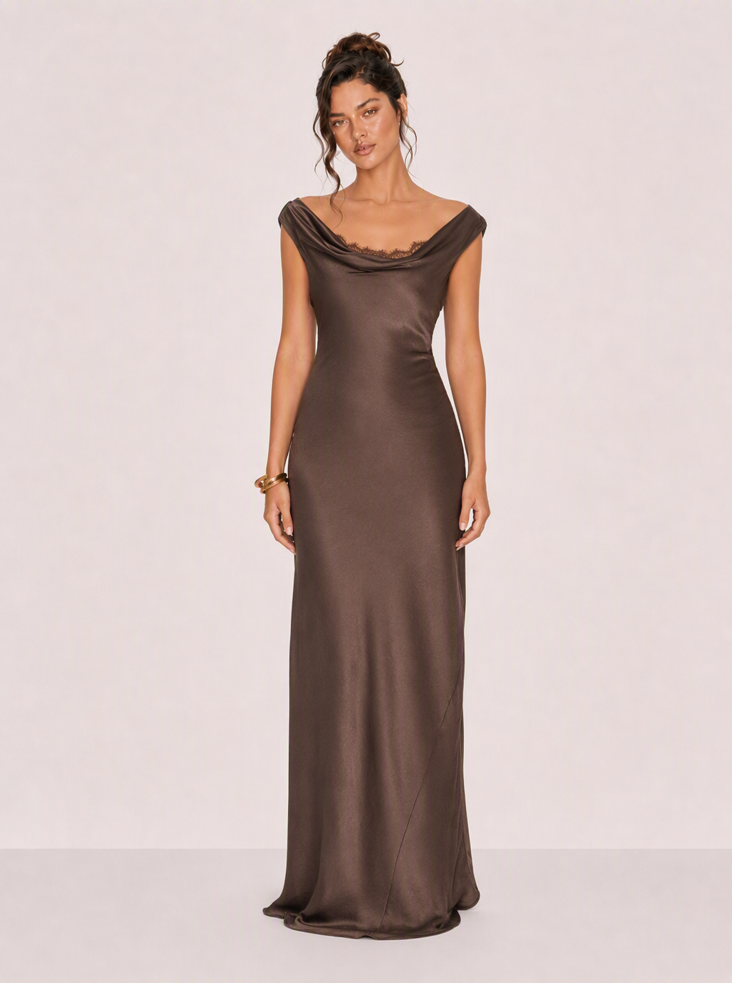 Zephrina Renata cowl satin maxi dress