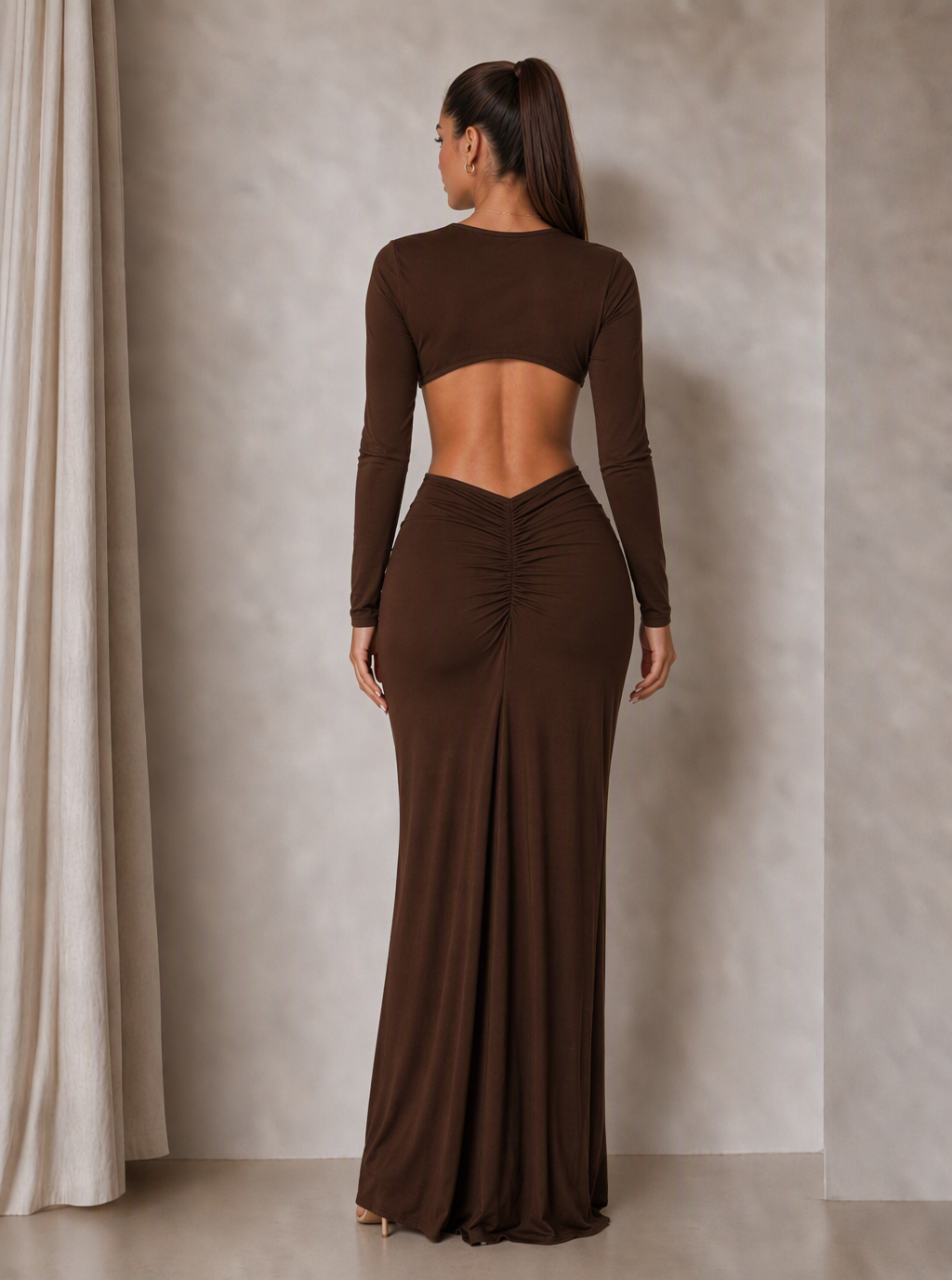 Zephrina Virelle ruched knit maxi dress