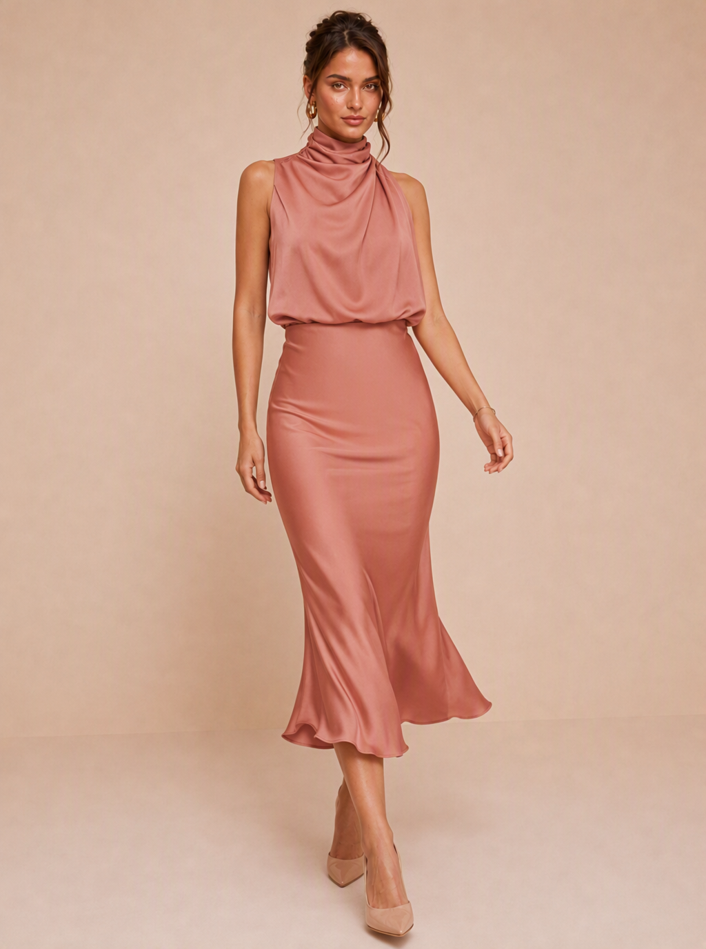 Betsy Draped Satin Midi Dress