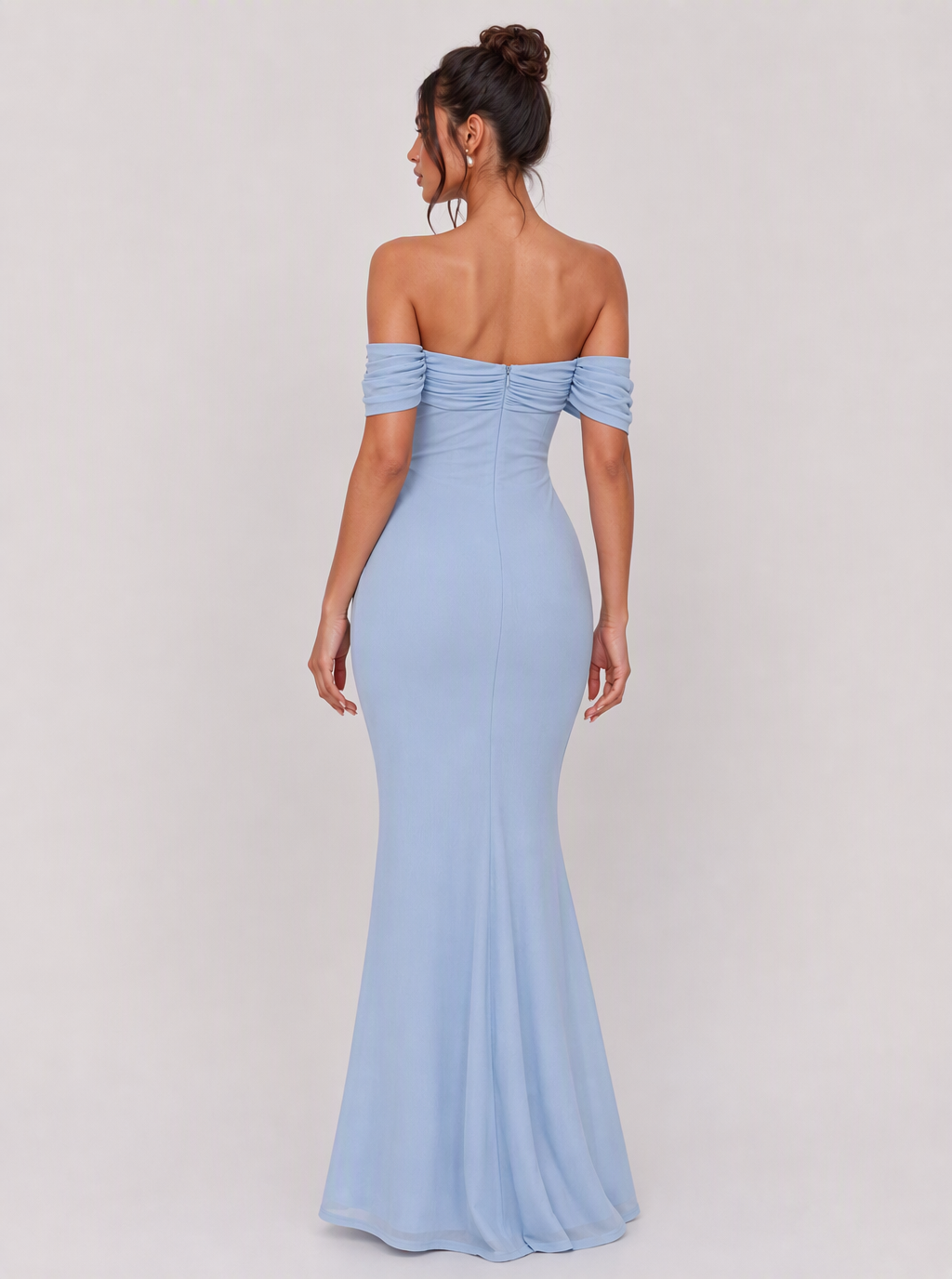 Zephrina Veridiana off-shoulder draped maxi dress in blue