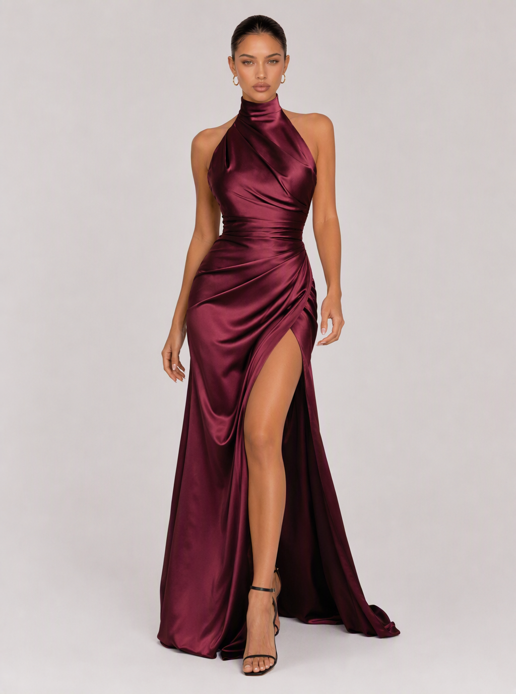 Zephrina Valenne one-shoulder satin maxi dress
