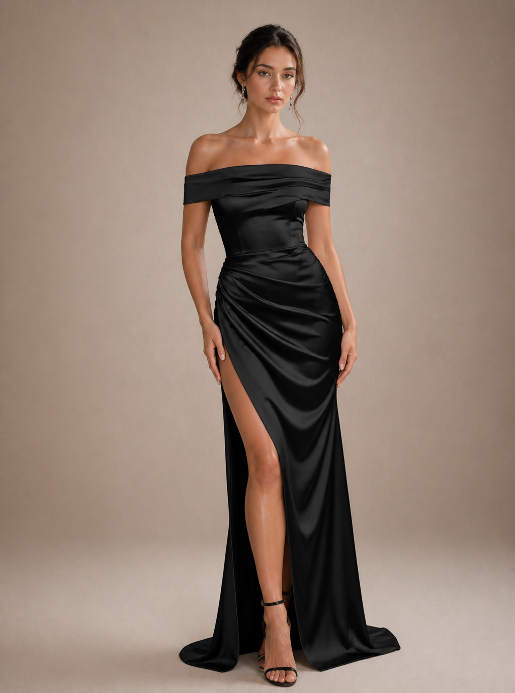 Zephrina Luvienne off-shoulder satin maxi dress