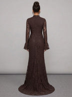 Zephrina Elarienne lace mermaid maxi dress in brown