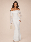 Zephrina Cyrille off-shoulder lace mermaid gown in white