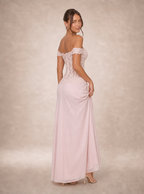 Zephrina Nerissa lace satin maxi dress in pink
