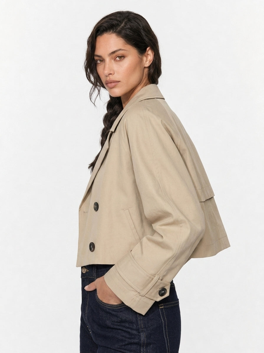 Zephrina Lenora cropped trench jacket in khaki