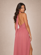 Zephrina Ysolenne halter chiffon maxi dress in pink