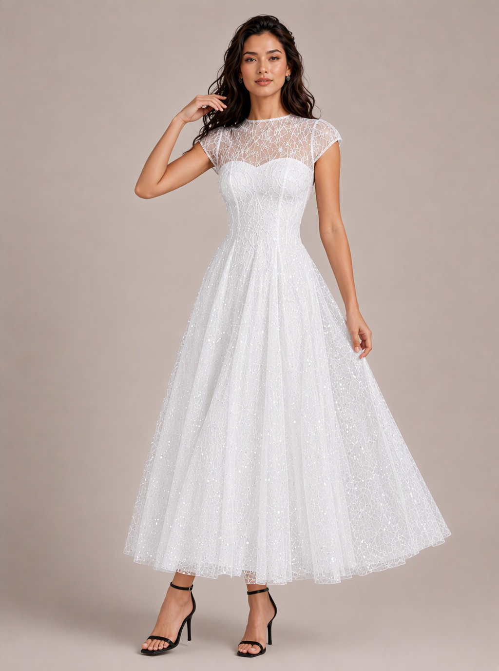 Zephrina Briseis sequin lace midi dress