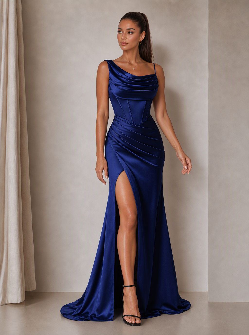 Zephrina Tahlia draped satin maxi dress