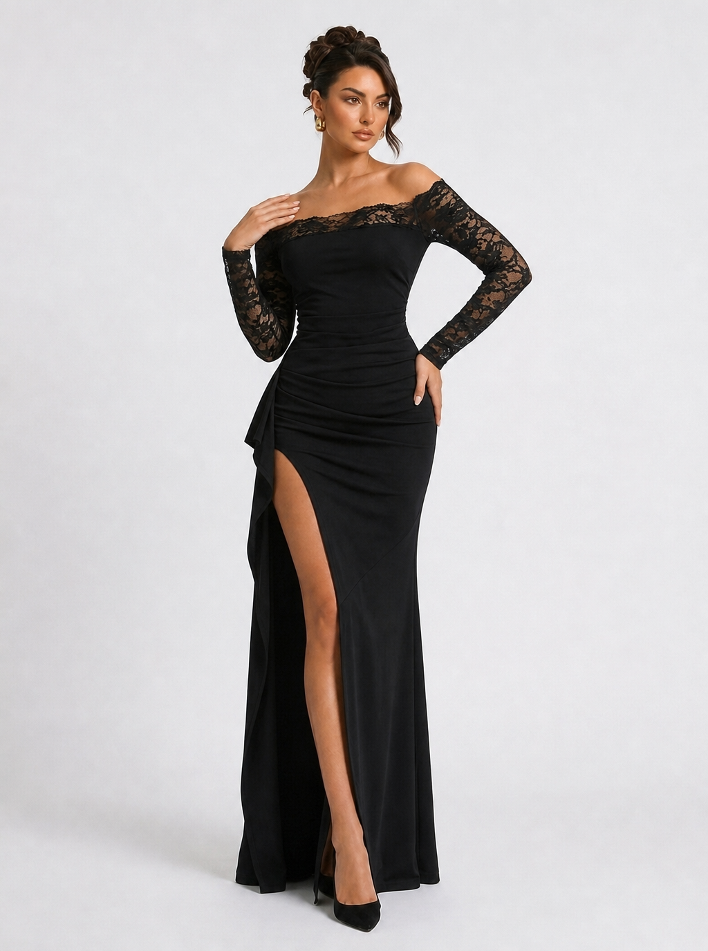 Cynthia Off-Shoulder Lace Maxi Dress