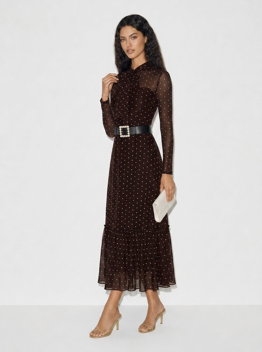 Amara Polka-Dot Maxikleid mit Schleife