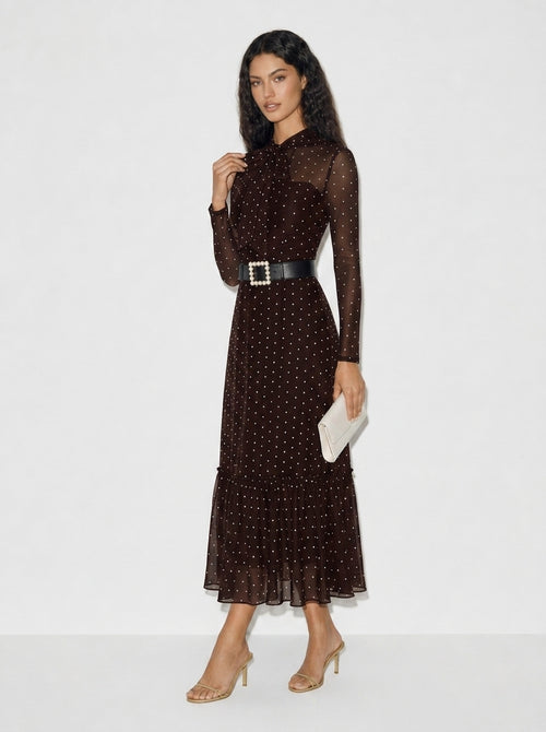 Amara Polka Dot Bow Maxi Dress