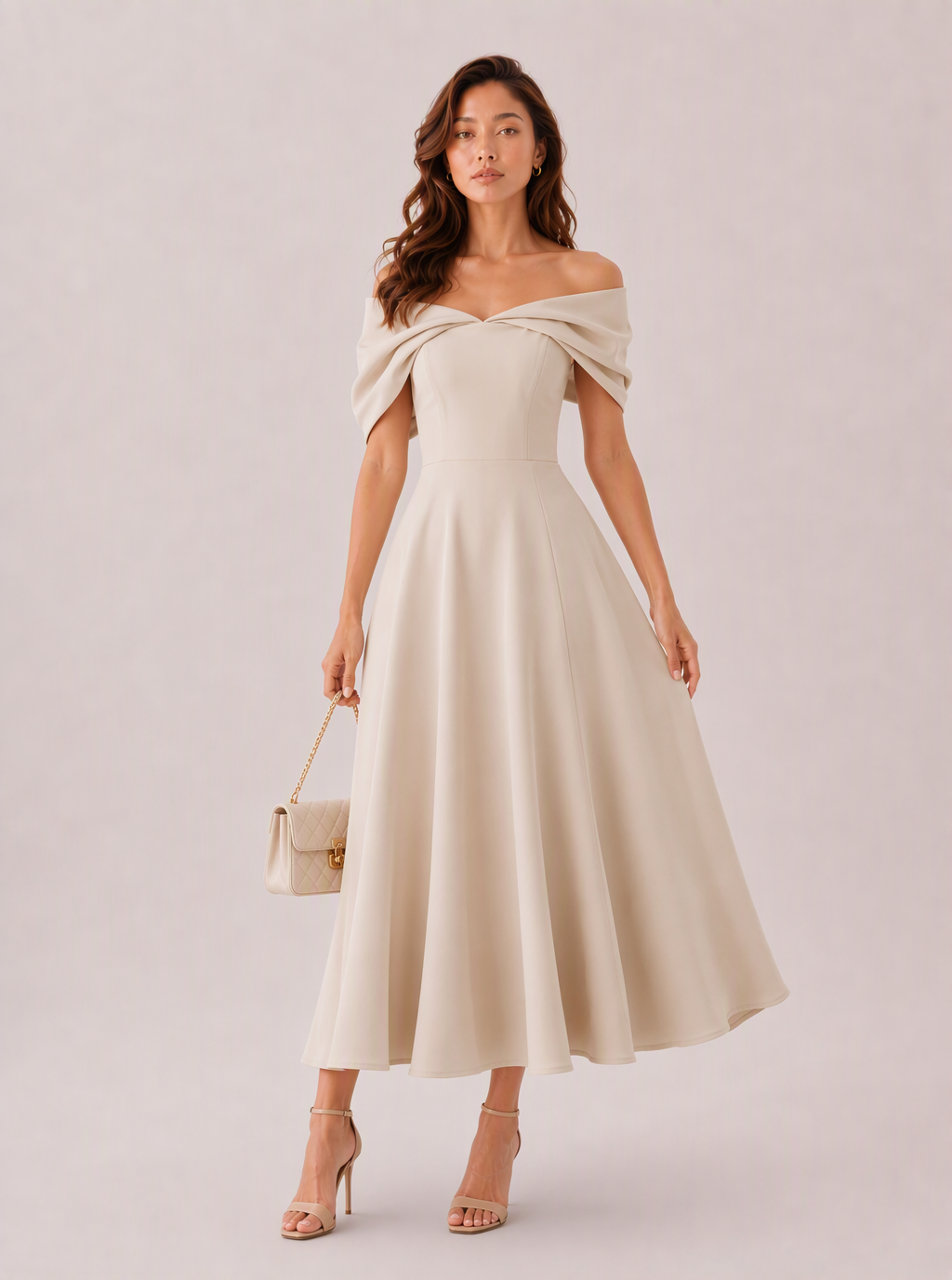 Zephrina Rosine off-shoulder crossover midi dress in black