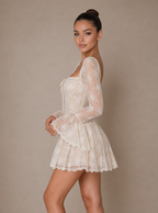 Zephrina Brietta square-neck lace mini dress
