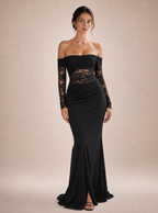Zephrina Willa off-shoulder lace maxi dress in black