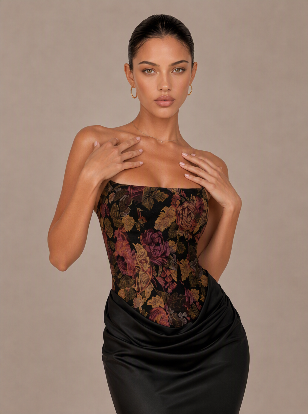 Zephrina Amabel jacquard satin maxi dress in black