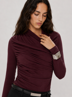 Zephrina Livia ruched knit top in dark purple