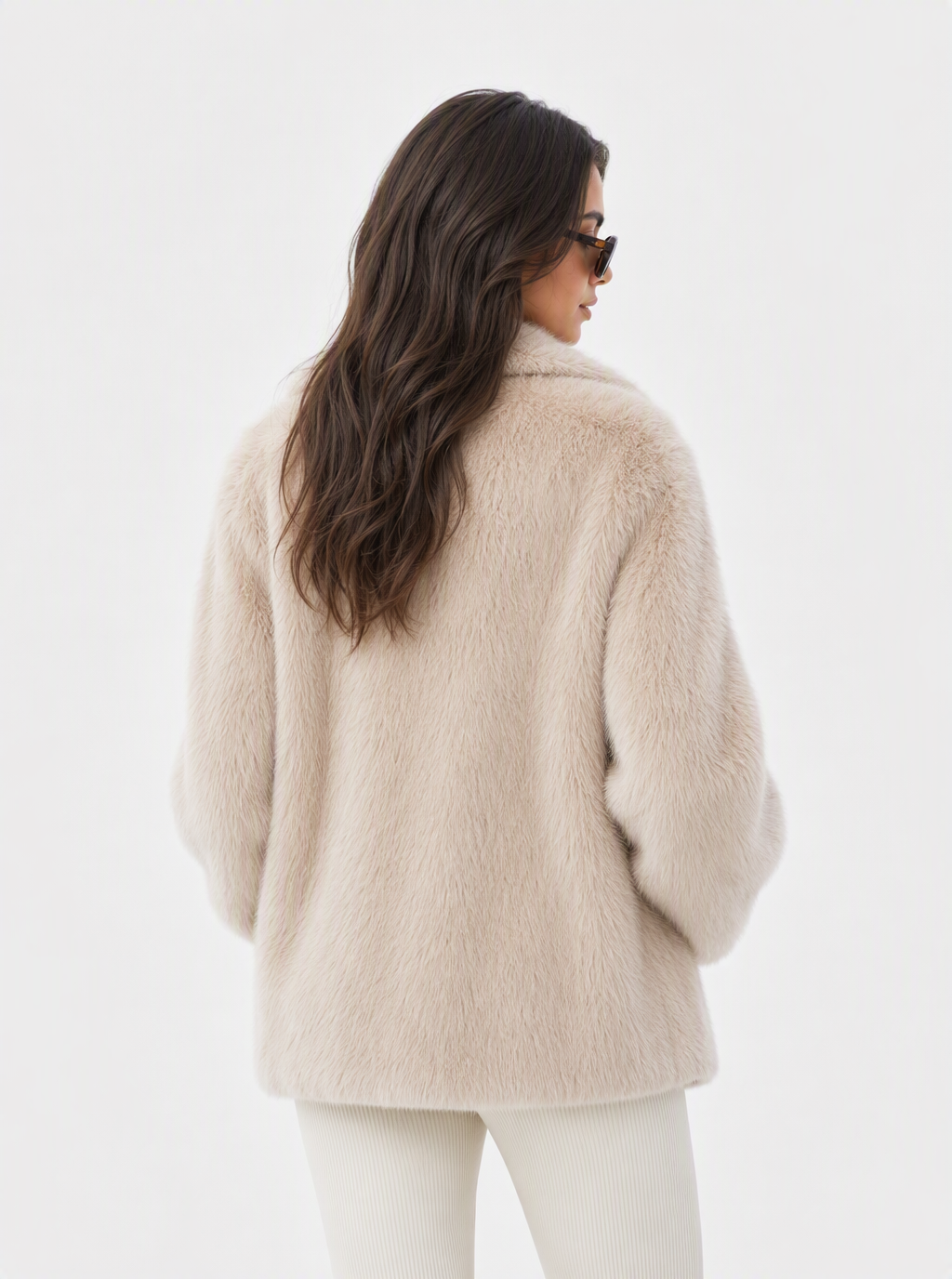 Zephrina Sabine shawl collar faux fur coat in apricot
