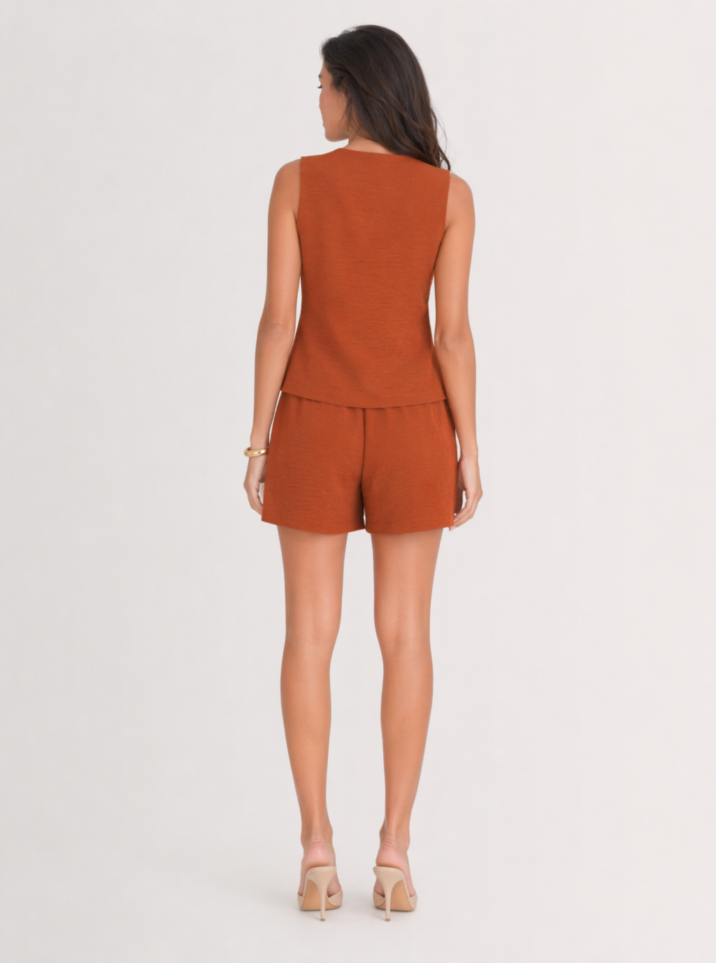 Zephrina Button-Front Tailored Vest & Shorts Set