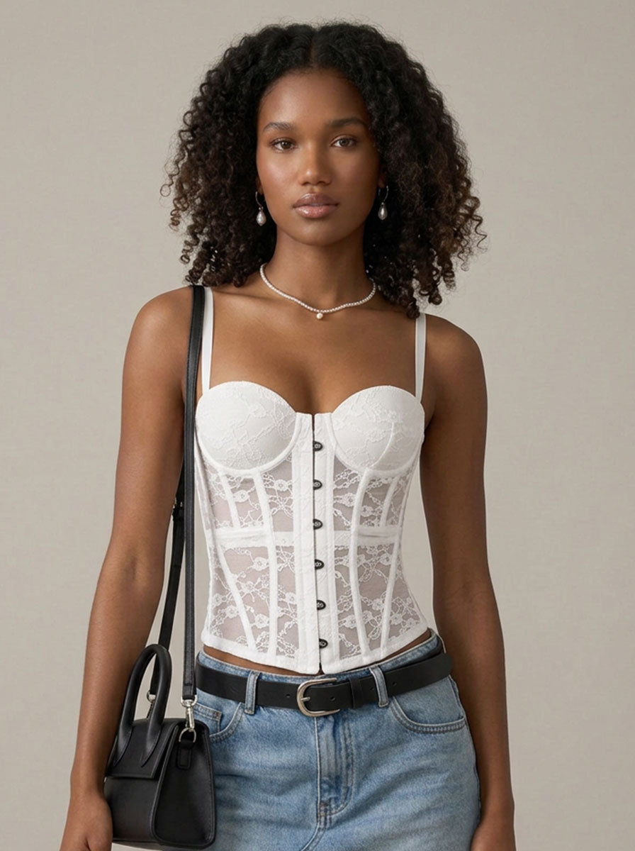 Zephrina Sabella lace corset bra in brown