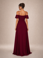 Zephrina Xavielle off-shoulder slit maxi dress in burgundy