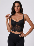 Zephrina longline floral lace bra in black