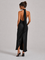 Zephrina Satin Halter Maxi Dress