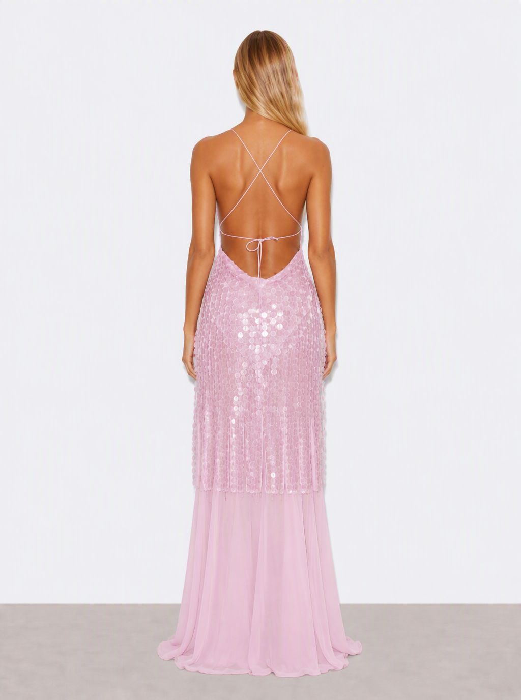 Zephrina Marzena sequin mermaid maxi dress in pink