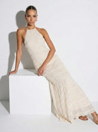 Zephrina Iris Halter Tiered Midi Dress