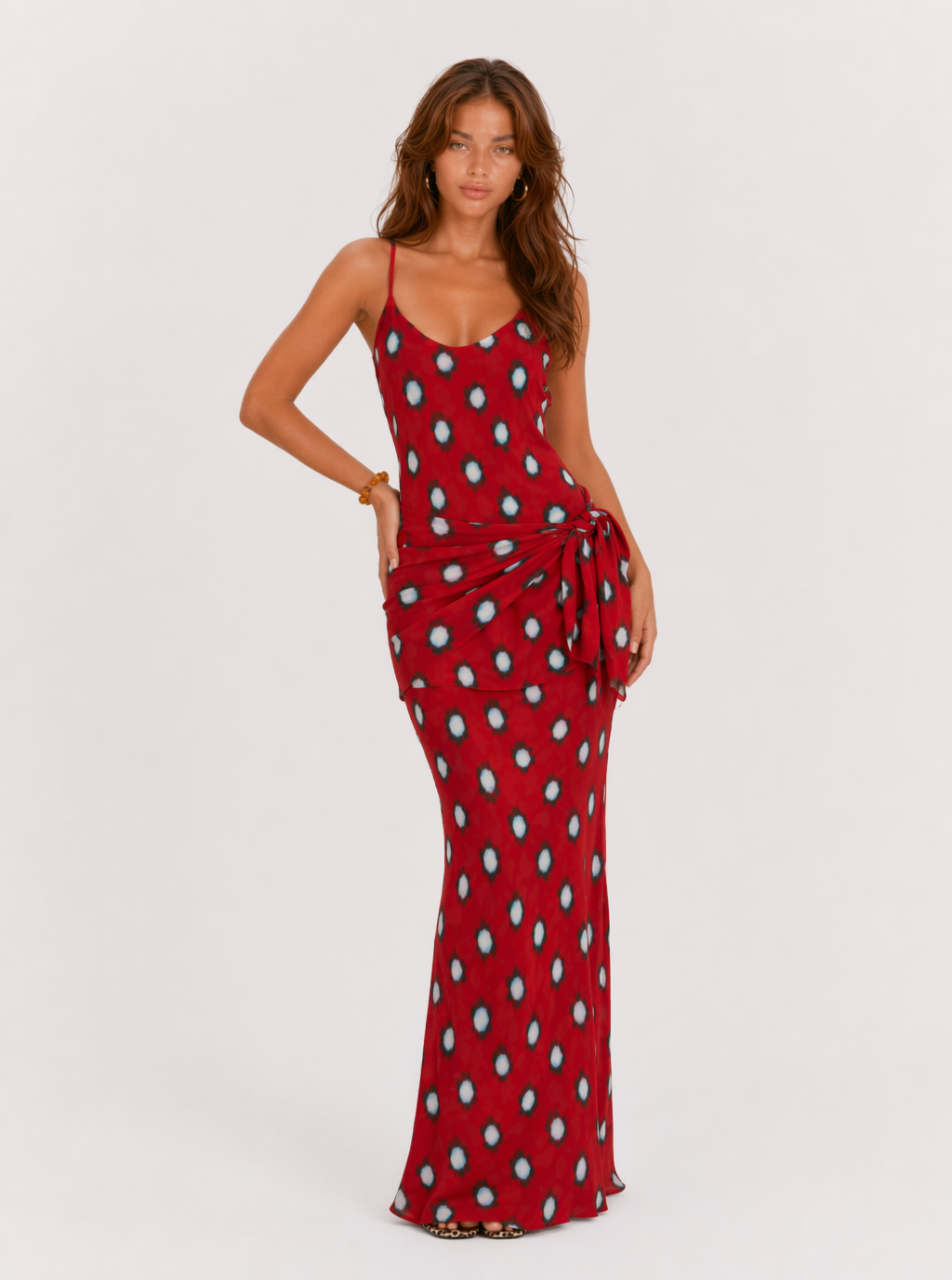 Zephrina Annelise leopard sarong maxi dress in brown