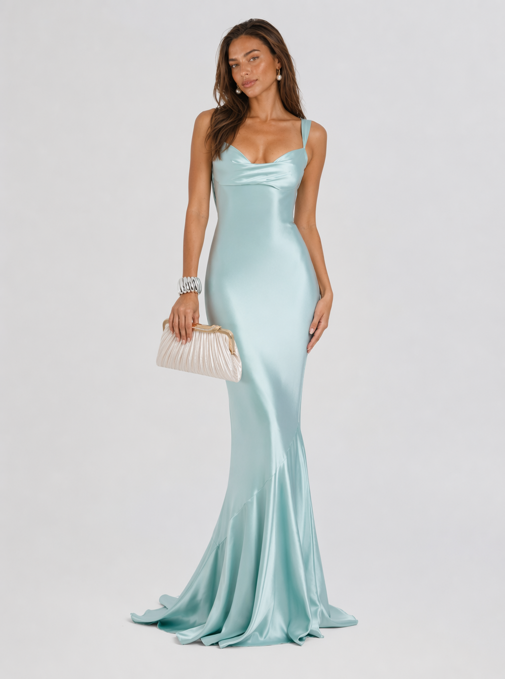 Zephrina satin-look mermaid maxi dress in blue