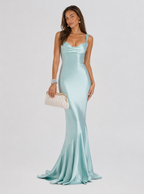 Zephrina satin-look mermaid maxi dress in blue